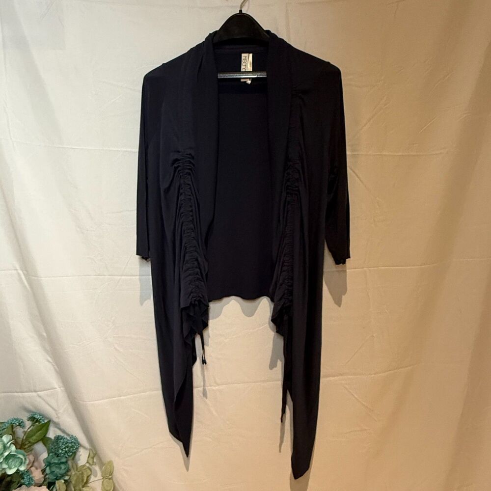 Kische Open Front Drape Cardigan Elegant Soft Knit Layering Jacket Size Large